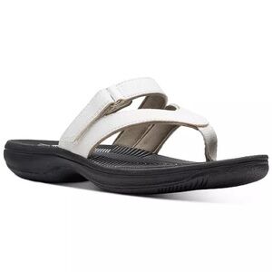 Clarks Women's White and Black Sandals